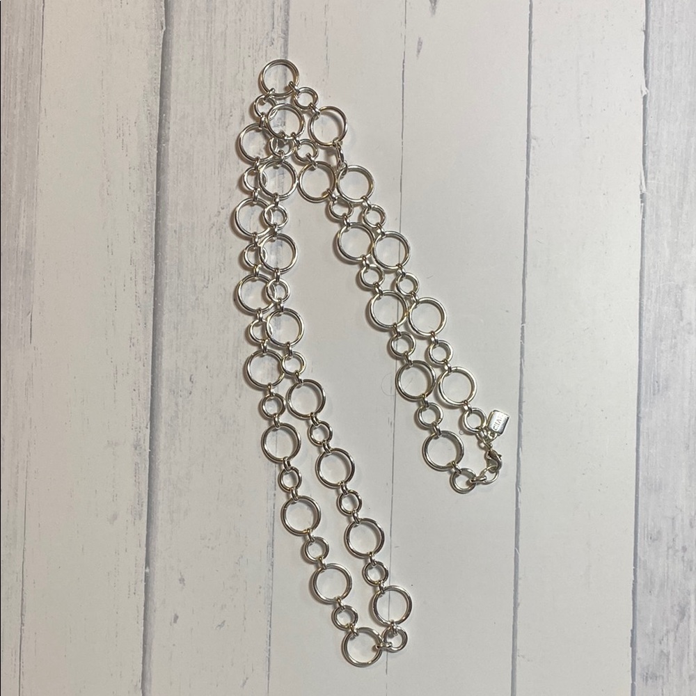 Chaps Silver Interlocking Circle Link Necklace Mo… - image 4